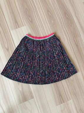 GAP Floral Pleated Skater Skirt with Neon Stripe Waistband